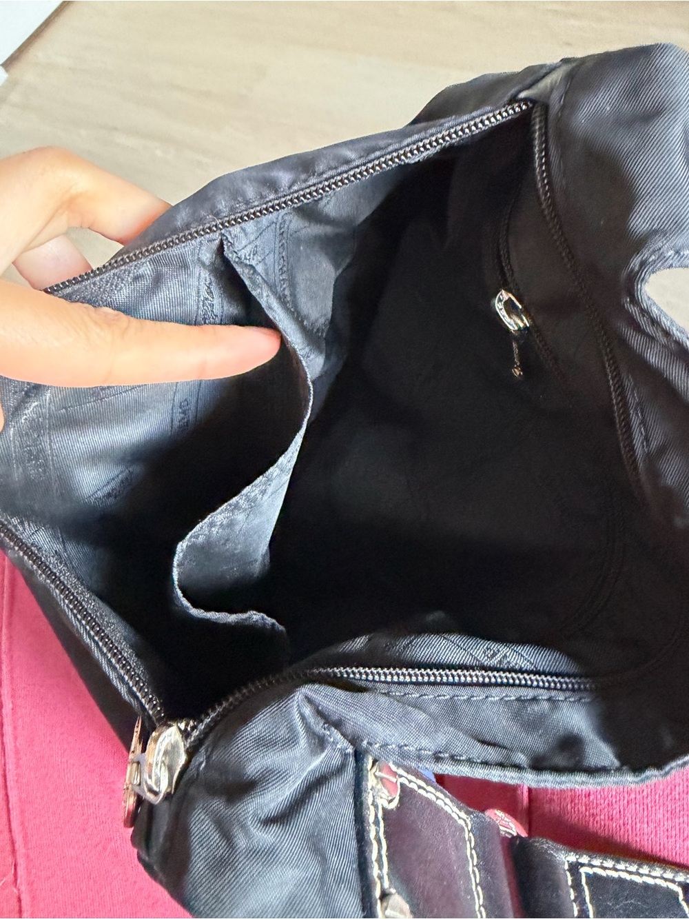 Longchamp Black Nylon Crossbody Bag with Stud Detail - Picture 5 of 6